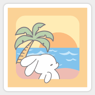 Sunset Serenade: Loppi Tokki Rabbit's Evening by the Shore Sticker